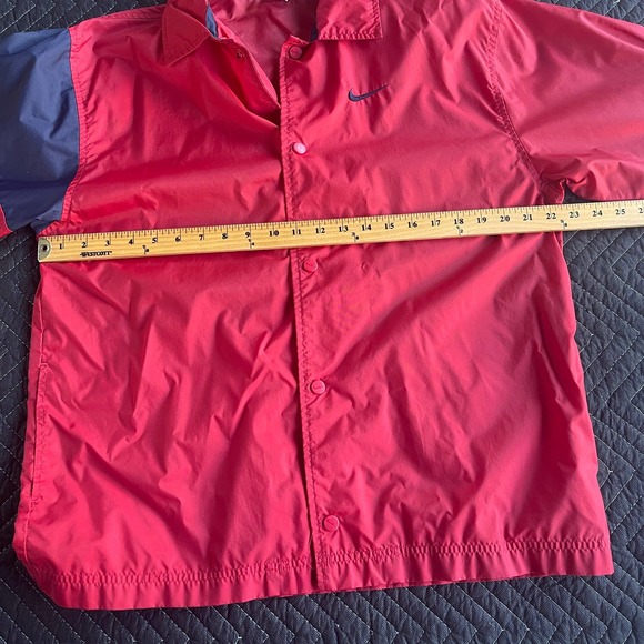 Vintage Nike Windbreaker Jacket Adult Large Red Snap Front Pockets Swoosh 90s - Picture 11 of 14